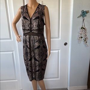 Elegant Black and Gold Geometric Dress